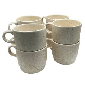 Vintage Homer Laughlin Ceramic Mugs MCM Speckled Set of 8